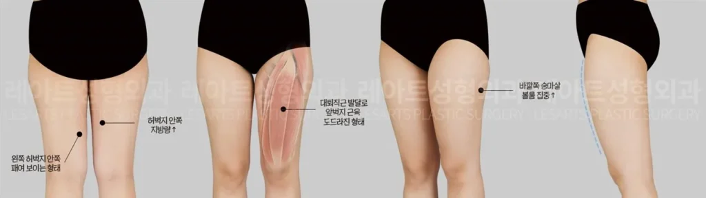 Leg line analysis before thigh liposuction